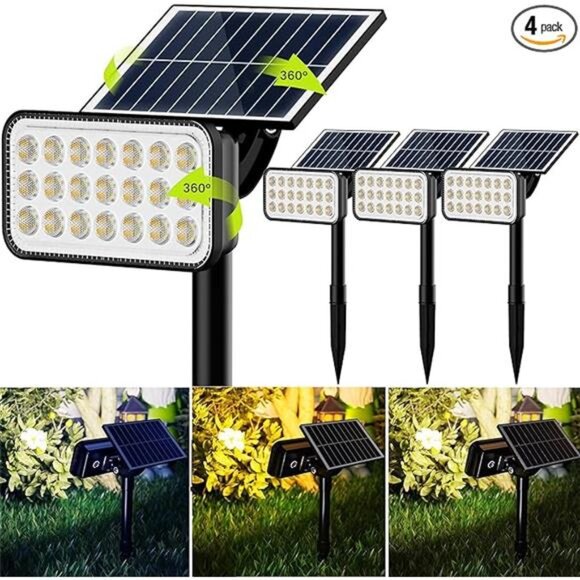Solar Spotlights 84 LED Outdoor Garden Yard Lawn Pathway Waterproof Adjustable 4 - Picture 7 of 7